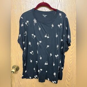 Old Navy Black Tee with White Palm Print